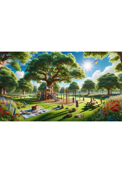 Neşeli ve Renkli Park Temalı Çocuk Arkaplan, 200X150CM, Fon, Duvar Örtüsü