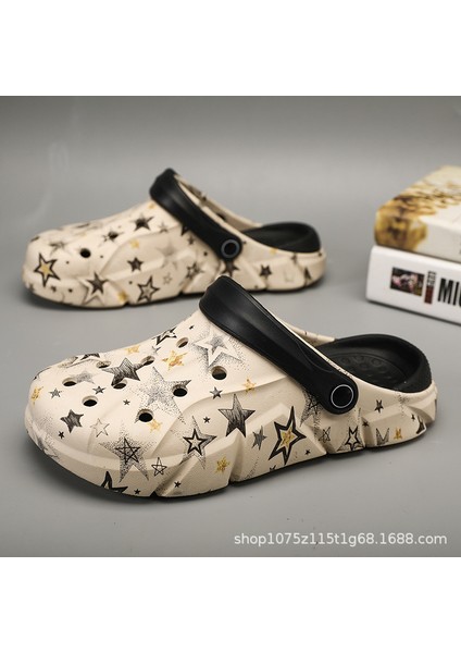 Erkek Croc Ayakkabı Kaymaz, Koku Önleyici Dış Giyim Kalın Tabanlı Aşınmaya Dayanıklı Yaz Trendy Plaj Çift Amaçlı Erkek Sandalet ve Terlik (Yurt Dışından)