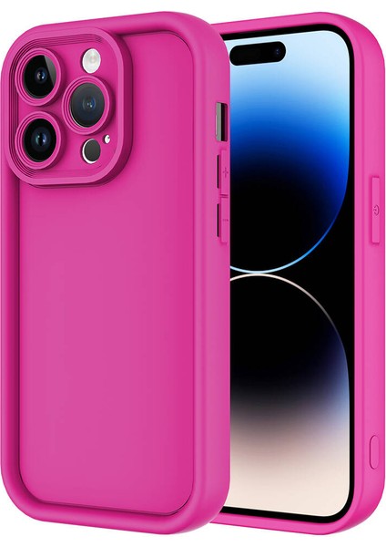 iPhone 14 Pro Uyumlu Sln Kılıf Kamera Korumalı Zore Ananas Kapak-Pembe Koyu