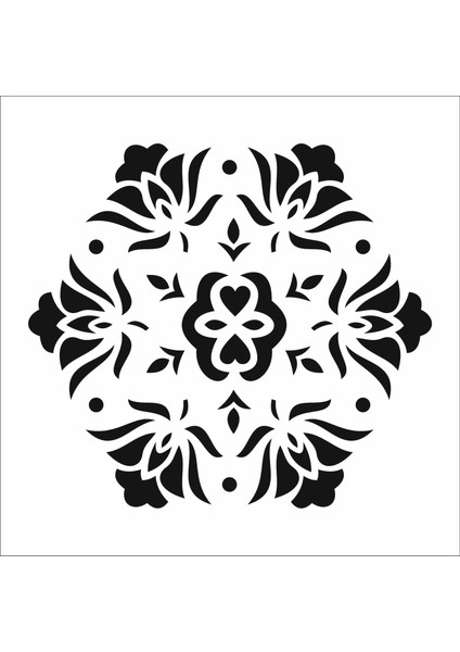 Stencil Sarayi Boyama Şablon Damask Çini Mandala - 4721