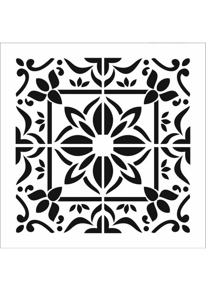 Stencil Sarayi Boyama Şablon Damask Çini Mandala - 4713