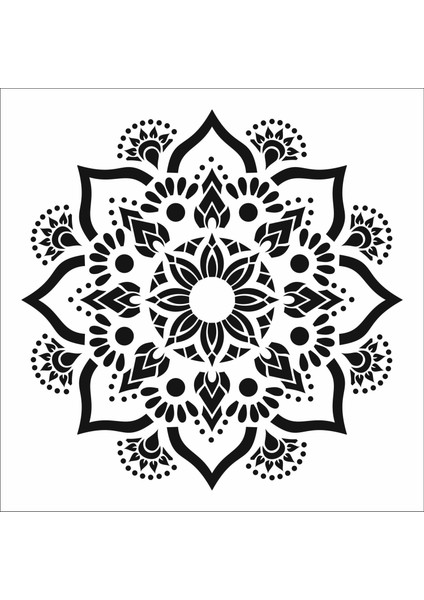 Stencil Sarayi Boyama Şablon Damask Çini Mandala - 7942