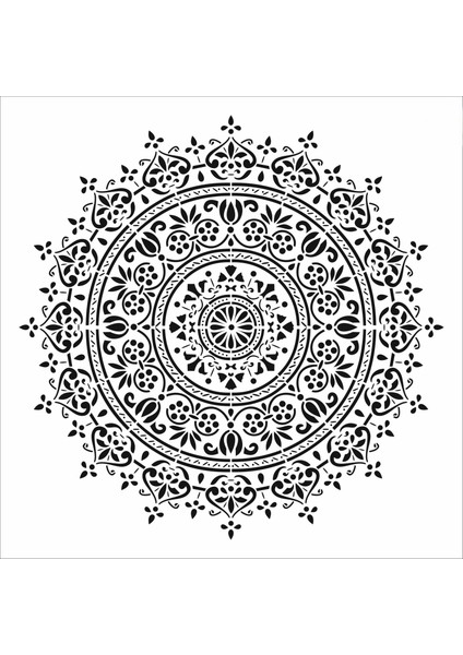 Stencil Sarayi Boyama Şablon Damask Çini Mandala - 7961