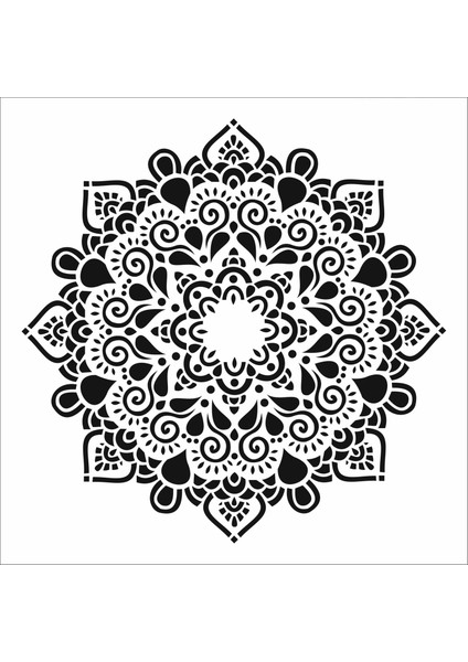 Stencil Sarayi Boyama Şablon Damask Çini Mandala - 7988