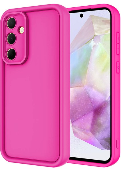 Galaxy A35 Uyumlu Cmk Kılıf Kamera Korumalı Zore Ananas Kapak-Pembe Koyu