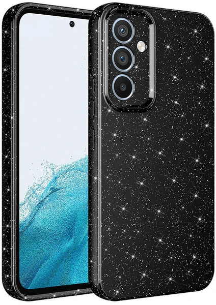 Galaxy A05S Uyumlu Cmk Kılıf Kamera Korumalı Simli Lüks Zore Koton Kapak-Siyah