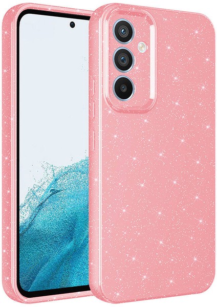 Galaxy A05S Uyumlu Cmk Kılıf Kamera Korumalı Simli Lüks Zore Koton Kapak-Pembe