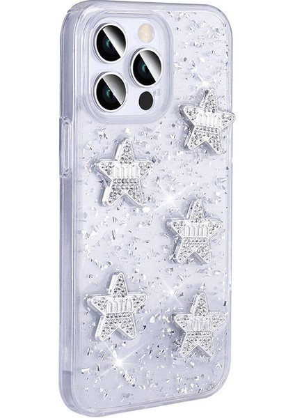 Alan Tech iPhone 14 Pro Max Uyumlu Alt Kılıf Airbagli Simli Arka Yüzey Zore Işıltı Silikon Kapak-Pembe indirimleri