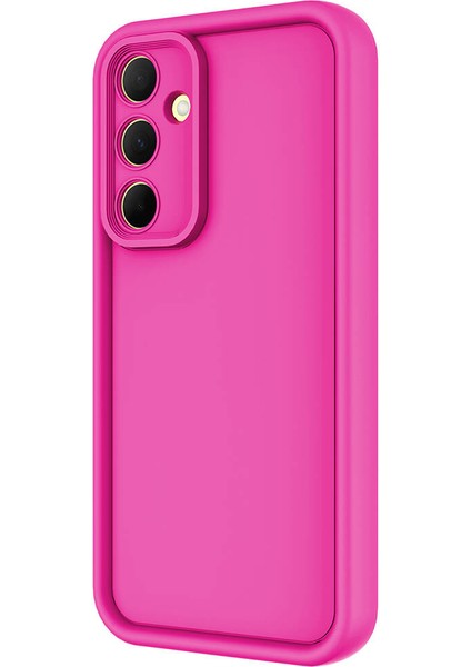 Alan Tech Galaxy A55 Uyumlu Alt Kılıf Kamera Korumalı Zore Ananas Kapak-Pembe Koyu