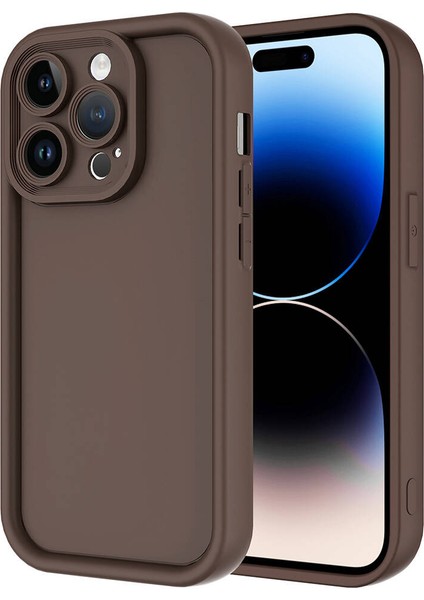 Alan Tech iPhone 14 Pro Max Uyumlu Alt Kılıf Kamera Korumalı Zore Ananas Kapak-Kahverengi