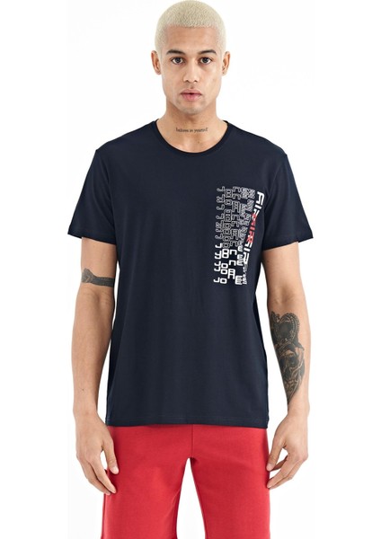 Alan Lacivert Standart Kalıp Erkek T-Shirt - 88208
