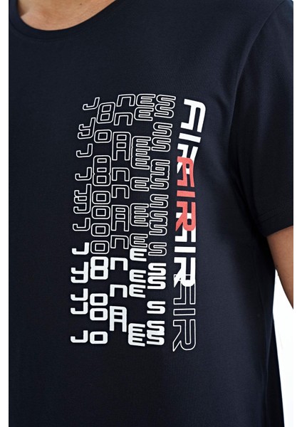 Alan Lacivert Standart Kalıp Erkek T-Shirt - 88208