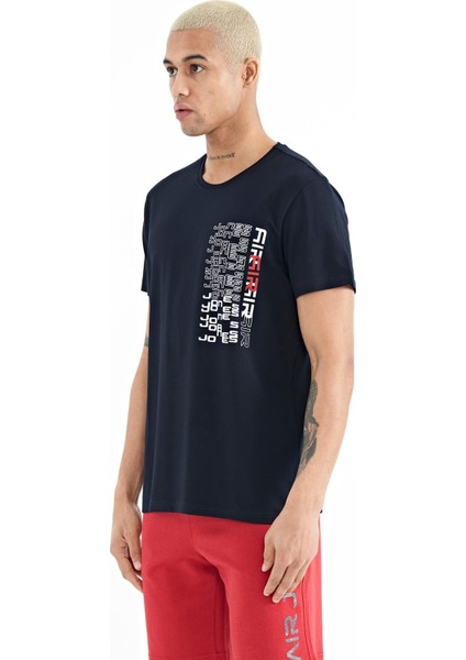 Alan Lacivert Standart Kalıp Erkek T-Shirt - 88208