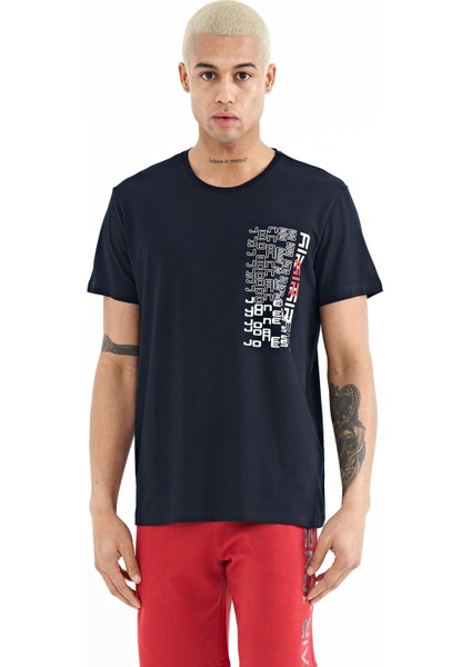 Alan Lacivert Standart Kalıp Erkek T-Shirt - 88208