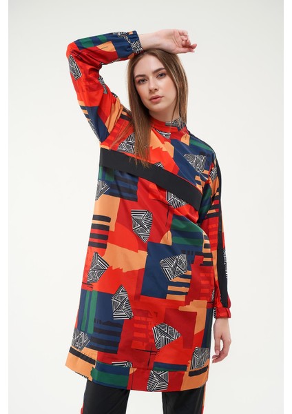 Soa Desenli Tesettür Mayo Siyah Uzun fırsatları