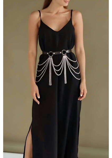 Mulvxjrt JRT02 Zincirli Ayarlanabilir Şık Deri Kemer Harness - 729 (Mulvix)