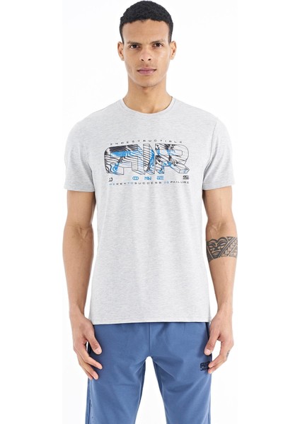 Oscar Gri Melanj Standart Kalıp Erkek T-Shirt - 88226