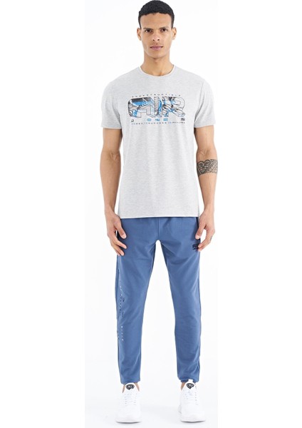 Oscar Gri Melanj Standart Kalıp Erkek T-Shirt - 88226