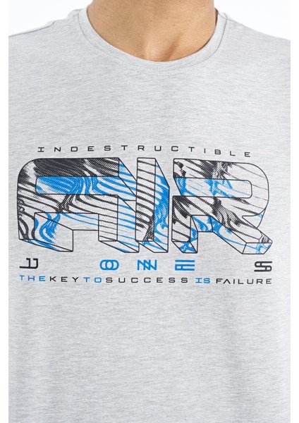 Oscar Gri Melanj Standart Kalıp Erkek T-Shirt - 88226
