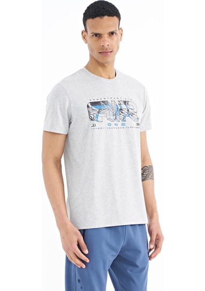 Oscar Gri Melanj Standart Kalıp Erkek T-Shirt - 88226