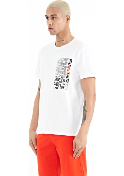 Alan Beyaz Standart Kalıp Erkek T-Shirt - 88208