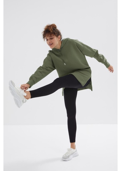 Çağla Reglan Kol Basic Kapüşonlu Oversize Sweatshirt Tunik - 97242 fırsatları