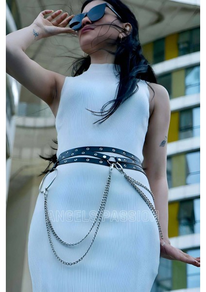 Mulvxjrt JRT02 Zincir Detaylı Bele Domalı Şık Deri Kemer - 731 (Mulvix) fiyatları