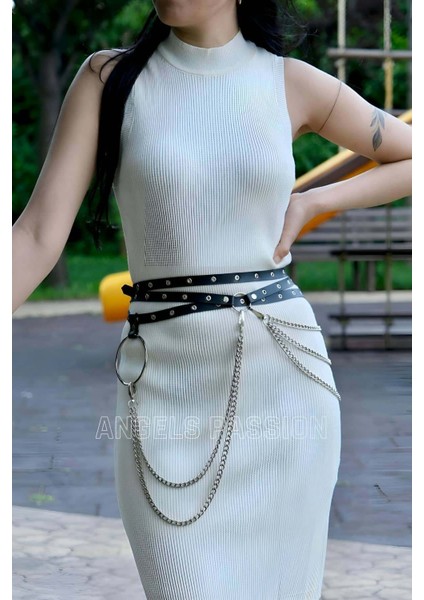 Mulvxjrt JRT02 Zincir Detaylı Bele Domalı Şık Deri Kemer - 731 (Mulvix) fırsatları