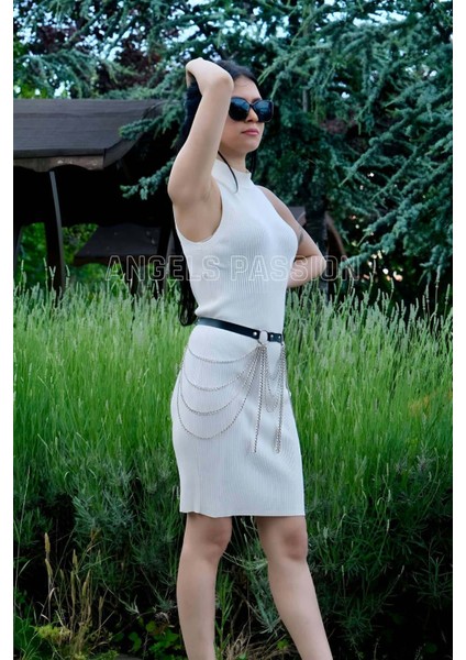 Mulvxjrt JRT02 Zincirli Ayarlanabilir Şık Deri Kemer, Zincirli Elbise Kemeri - 729 (Mulvix) fiyatları