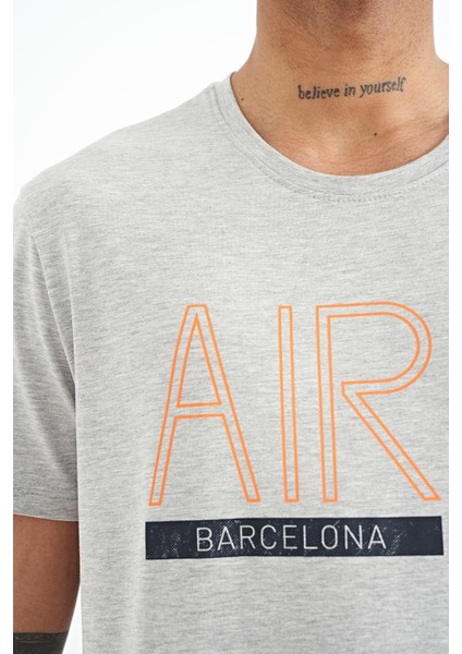 Conan Gri Melanj Standart Kalıp Erkek T-Shirt - 88209