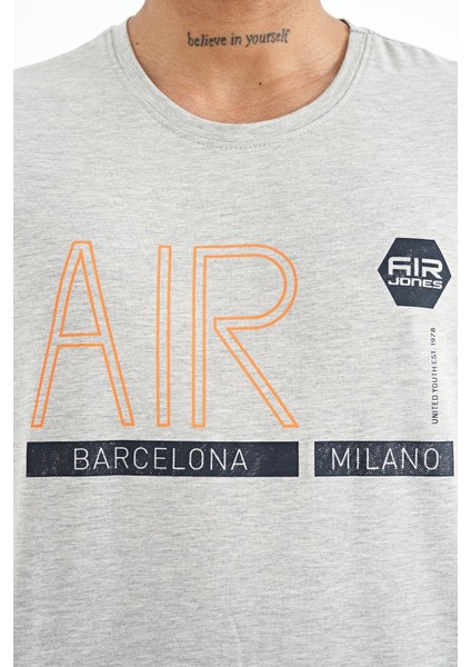 Conan Gri Melanj Standart Kalıp Erkek T-Shirt - 88209
