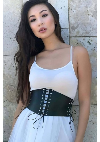 Mulvxjrt JRT02 Deri Korse Kemer, Ip Detaylı Şık Harness Kemer - 607 (Mulvix)