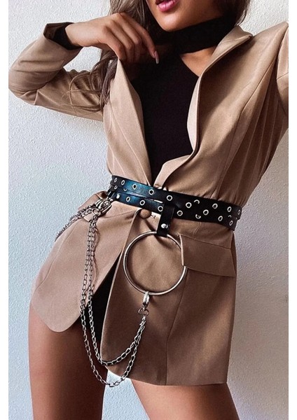 Mulvxjrt JRT02 Halka ve Zincir Detaylı Deri Şık Kemer - 621 (Mulvix)