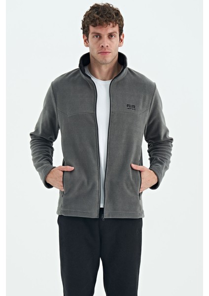 Hardy Koyu Gri Standart Kalıp Polar Erkek Sweatshirt - 88299