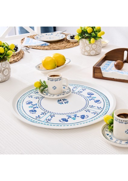 Santorini Yuvarlak Tepsi - Renkli - 35,5 cm