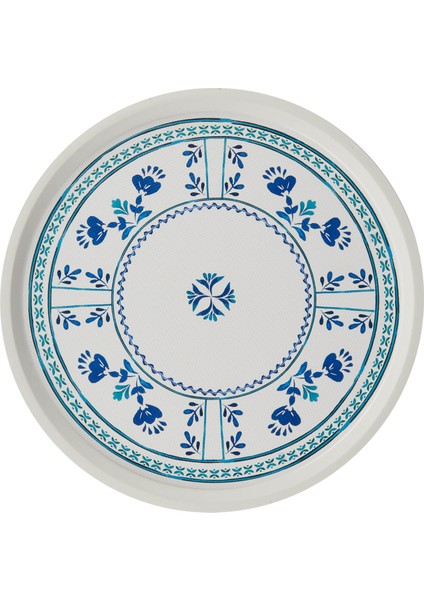 Santorini Yuvarlak Tepsi - Renkli - 35,5 cm