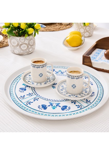 Santorini Yuvarlak Tepsi - Renkli - 35,5 cm