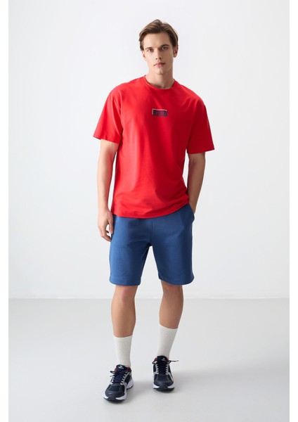 Fiesta Pamuklu Kalın Yumuşak Dokulu Oversize Fit Baskılı Erkek T-Shirt - 88376