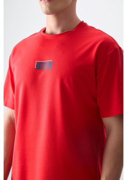 Fiesta Pamuklu Kalın Yumuşak Dokulu Oversize Fit Baskılı Erkek T-Shirt - 88376