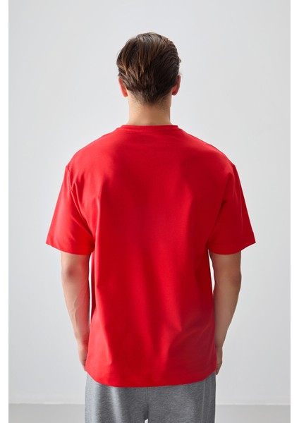 Fiesta Pamuklu Kalın Yumuşak Dokulu Oversize Fit Basic Erkek T-Shirt - 88378