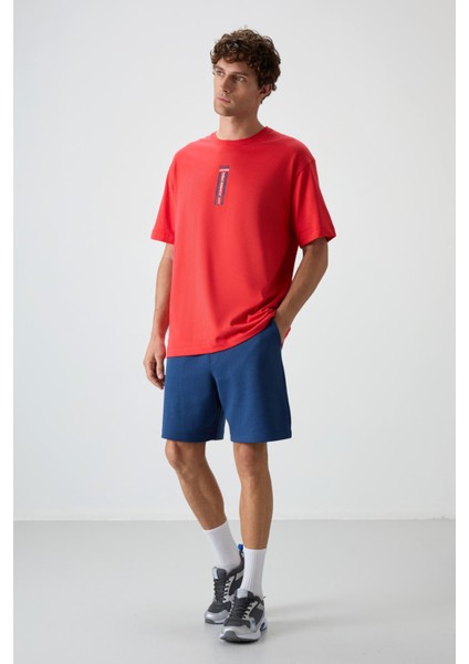 Fiesta %100 Pamuk Kalın Yumuşak Dokulu Oversize Fit Baskılı Erkek T-Shirt - 88360