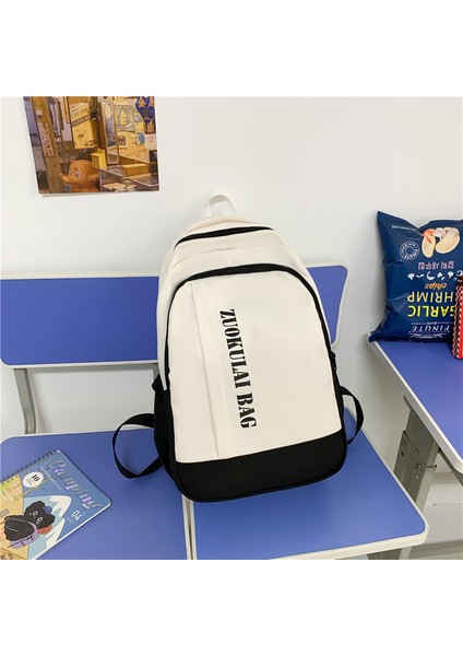 Büyük Kapasiteli Okul Çantası Kadın Japon Çok Yönlü Ortaokul Öğrencileri Lise Öğrencileri Kore Versiyonu Kampüs Kontrast Renkli Sırt Çantası Seyahat Sırt Çantası (Yurt Dışından)