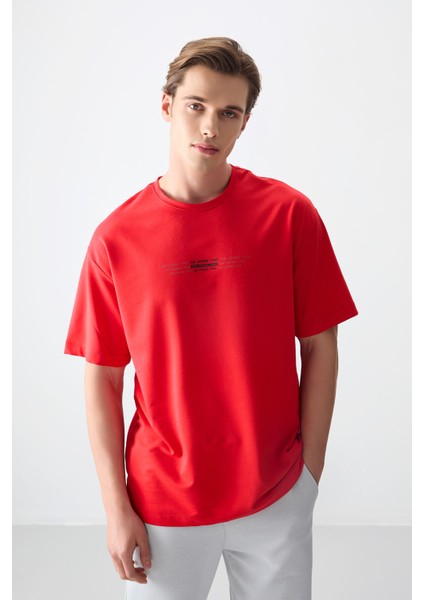 Fiesta Pamuklu Kalın Yumuşak Dokulu Oversize Fit Baskılı Erkek T-Shirt - 88374