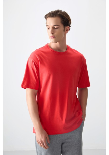 Fiesta %100 Pamuk Kalın Yumuşak Dokulu Oversize Fit Basic Erkek T-Shirt - 88353