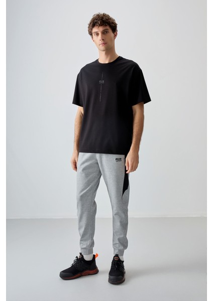 Siyah Pamuklu Kalın Yumuşak Dokulu Oversize Fit Baskılı Erkek T-Shirt - 88373