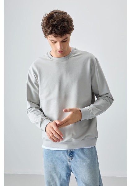 Taş Pamuk Yumuşak Dokulu Standart Fit Basic Erkek Sweatshirt - 88363