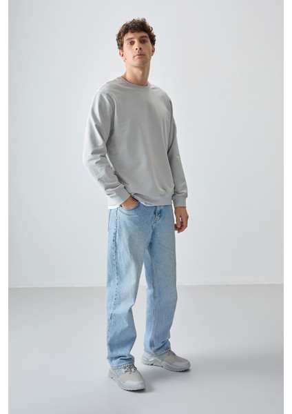 Taş Pamuk Yumuşak Dokulu Standart Fit Basic Erkek Sweatshirt - 88363