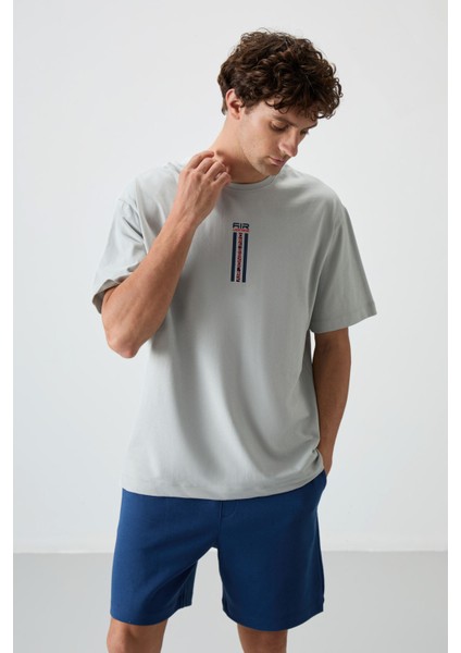 Taş %100 Pamuk Kalın Yumuşak Dokulu Oversize Fit Baskılı Erkek T-Shirt - 88360 fırsatları