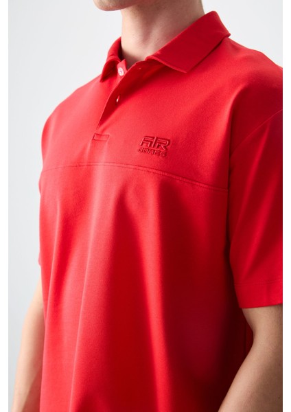 Fiesta Pamuklu Kalın Yumuşak Dokulu Polo Yaka Oversize Fit Basic Erkek T- Shirt - 88382