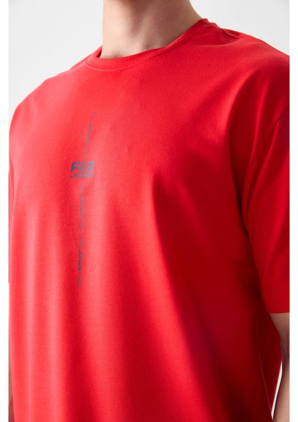 Fiesta Pamuklu Kalın Yumuşak Dokulu Oversize Fit Baskılı Erkek T-Shirt - 88373